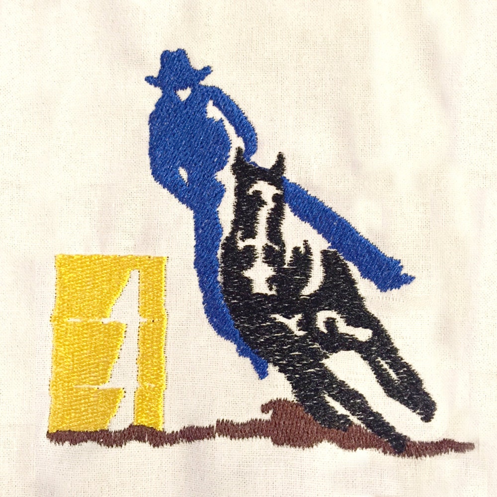 Cowboy on horse barrel racing machine embroidery design Cowboy on horse barrel racing machine embroidery design