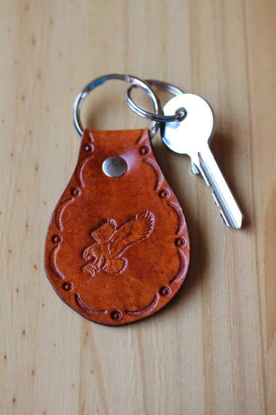 Eagle Keychain Hand Tooled Leather Key Chain by TinasLeatherCrafts