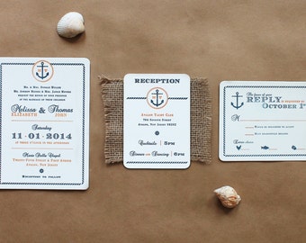 Nautical wedding invitations - beach wedding invitations - boat wedding invitations - yacht club wedding - modern classic invitations -