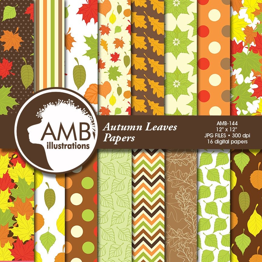 Autumn Leaves Digital Papers Autumn Scrapbooking Papers
