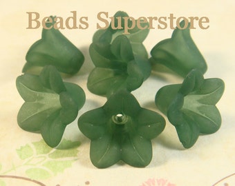 SALE 18 mm x 12 mm Teal Lucite Flower Bead - 10 pcs
