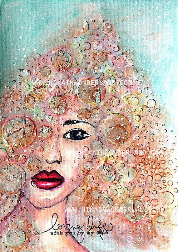 Nika in Wonderland Original Mixed Media Art Faces 003
