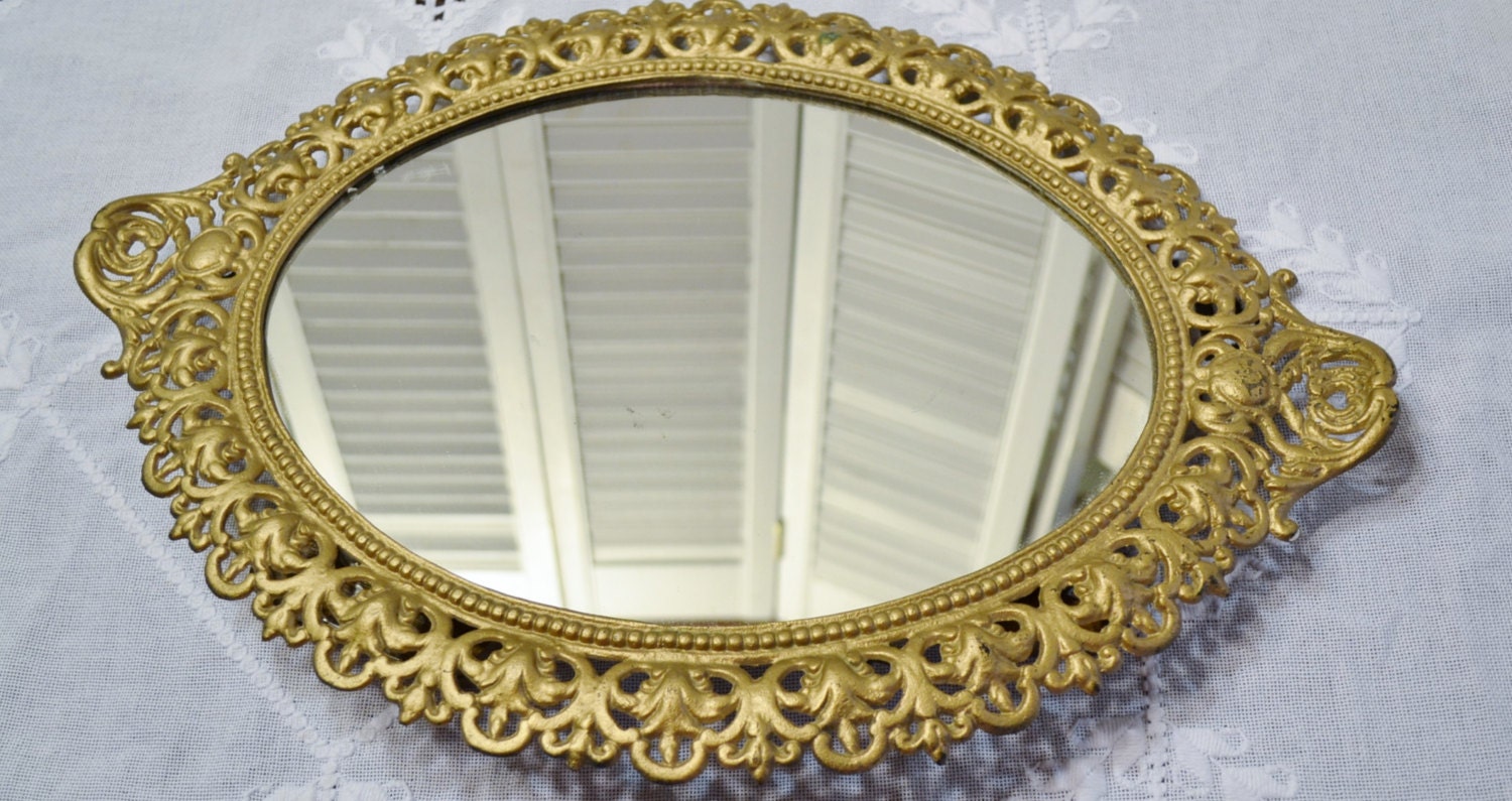 Vintage Metal Mirror Robert Emig Gold Chippy Paint Ornate