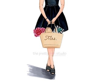 Fashion illustration, Custom illustration, Personalized Wedding gift,Custom artwork,Personalized illustration,Personalised name,Customizable