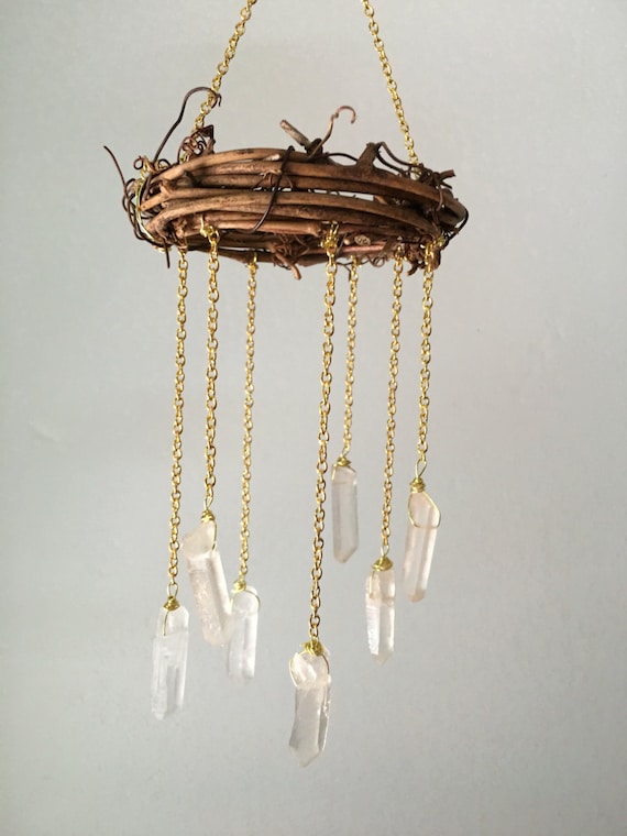 Boho Suncatcher Rear View Mirror Charm Tiny Chandelier