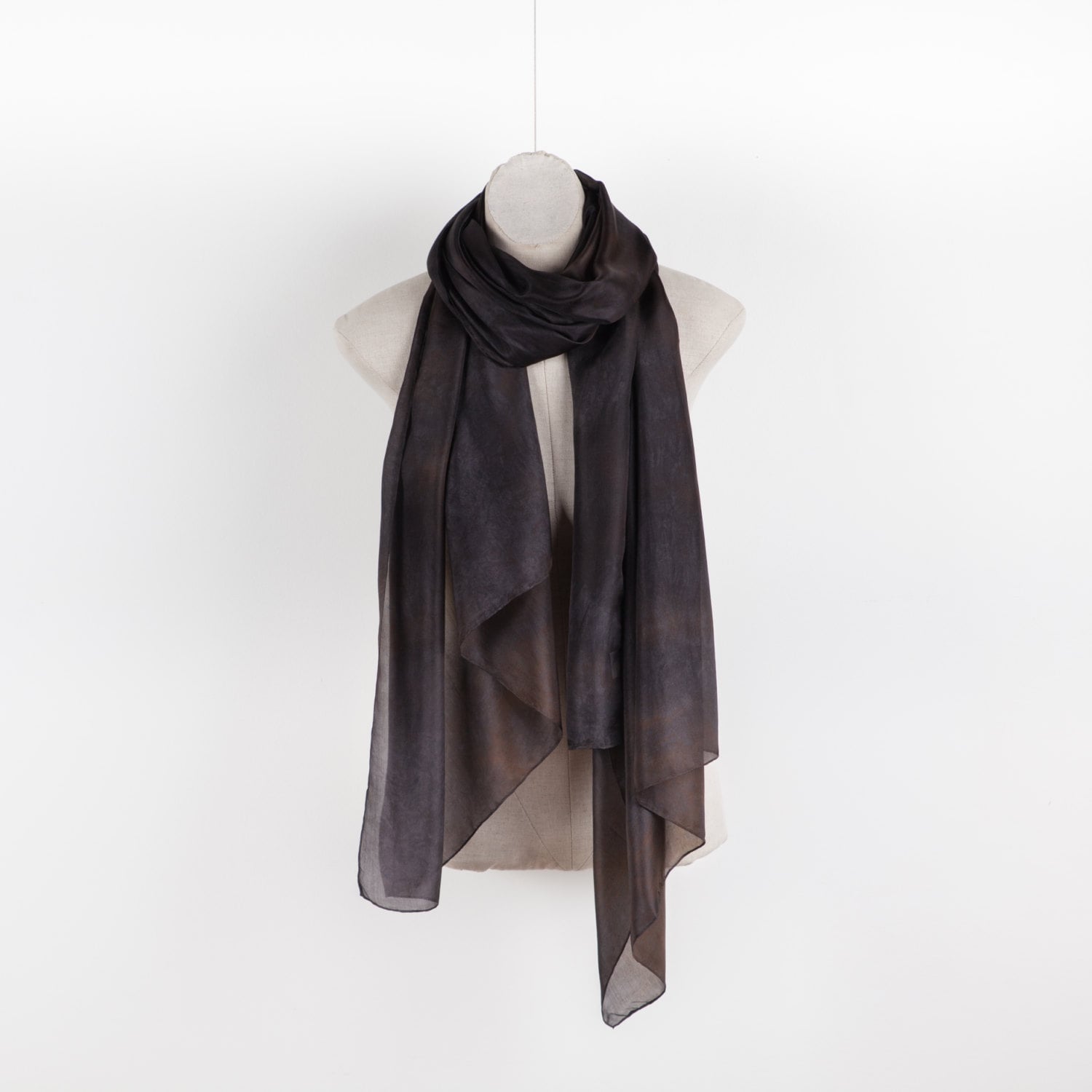 Mostly black silk scarf / Classic black silk by CeliaEtcetera