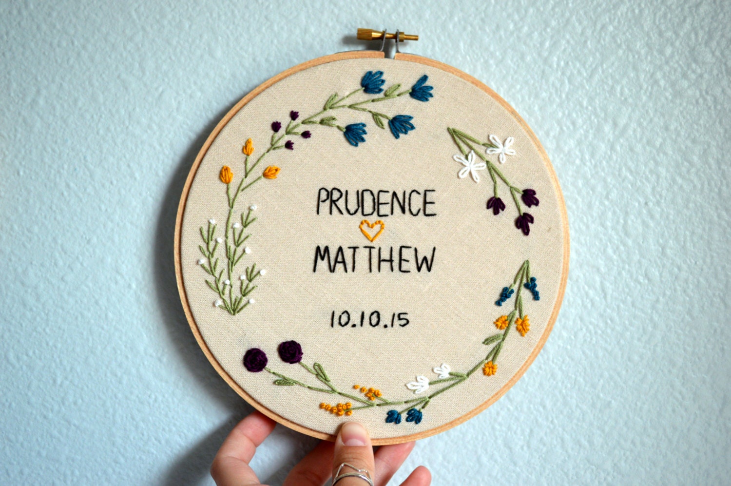 Wedding Embroidery Hoop Customize with Couple's by BreezebotPunch