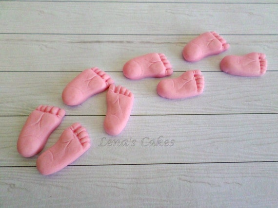 Baby Feet Fondant Cake Cupcake Topper Baby Girl by LenasCakes