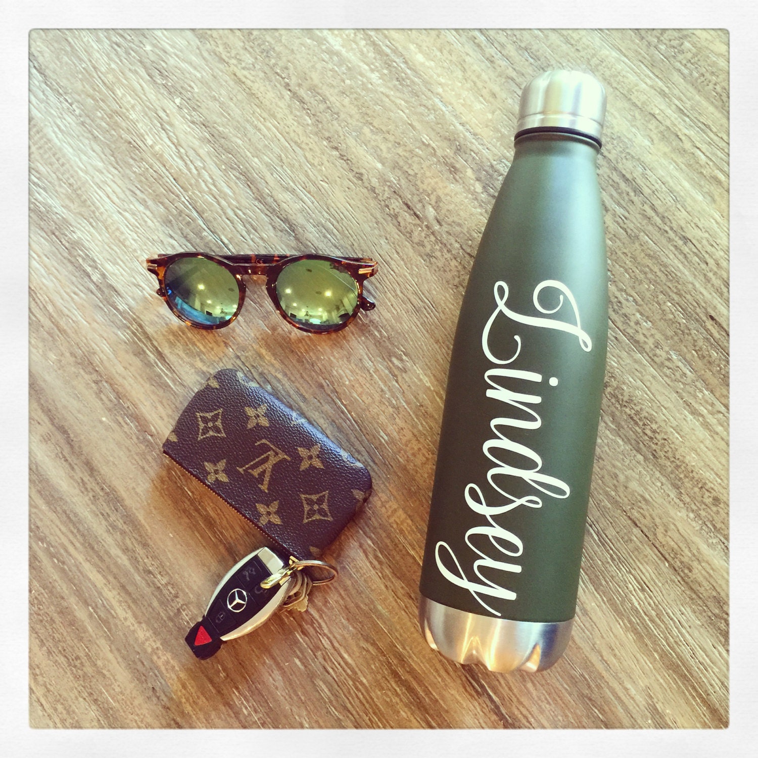 Personalized 26oz Thermal Bottle olive green matte