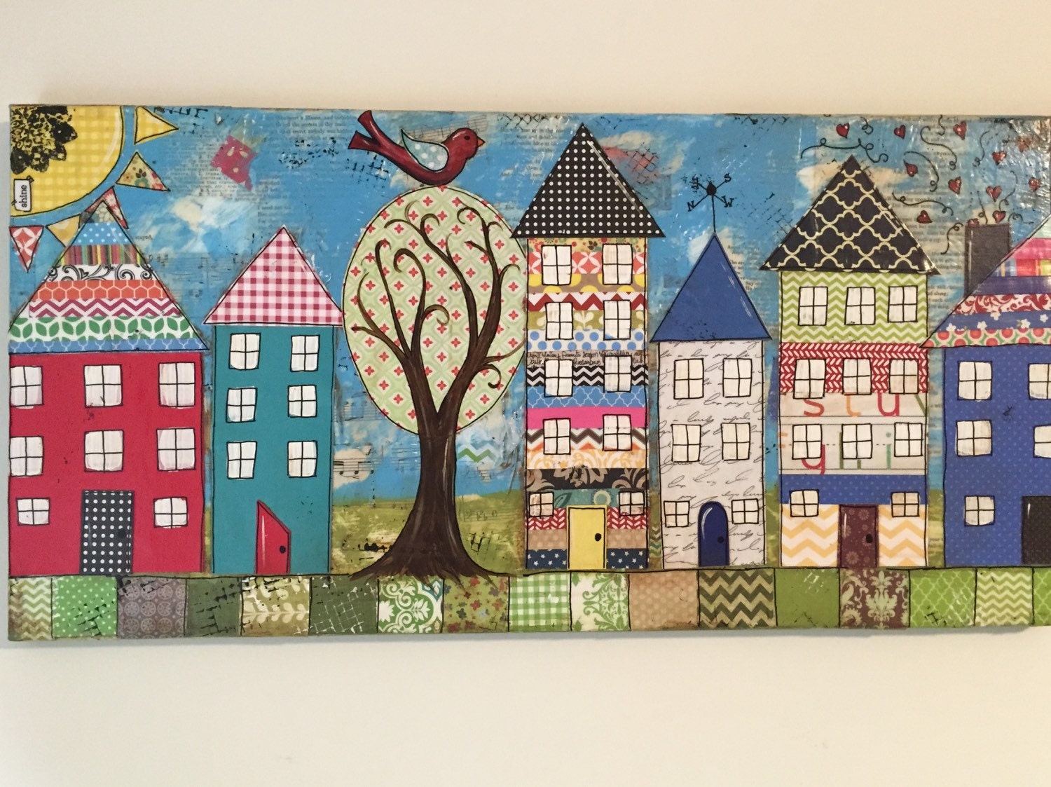 Home Decor House village mixed media houses MIXED MEDIA