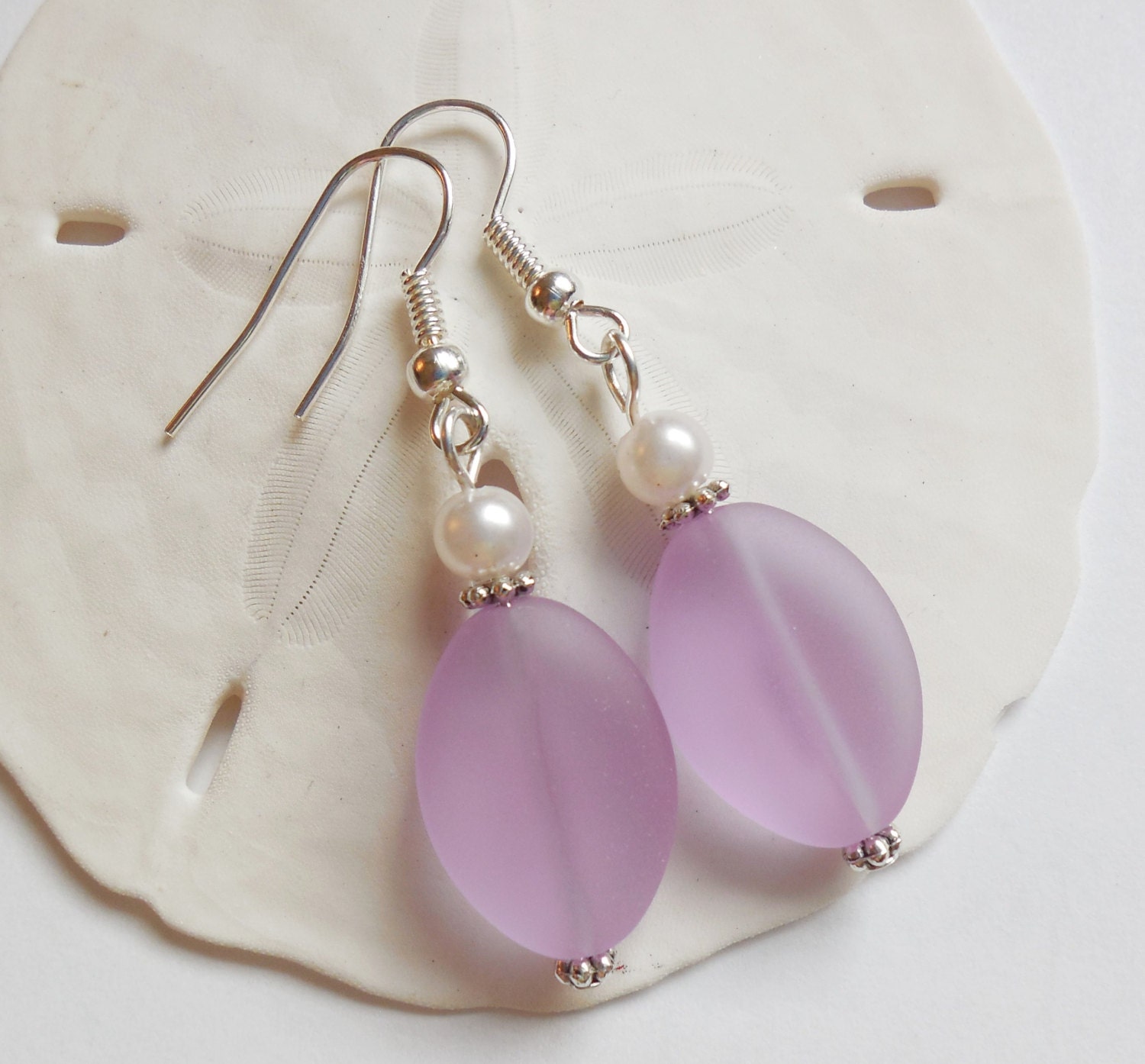 Light Purple Sea Glass Earrings Sea Glass Jewelry Seaglass