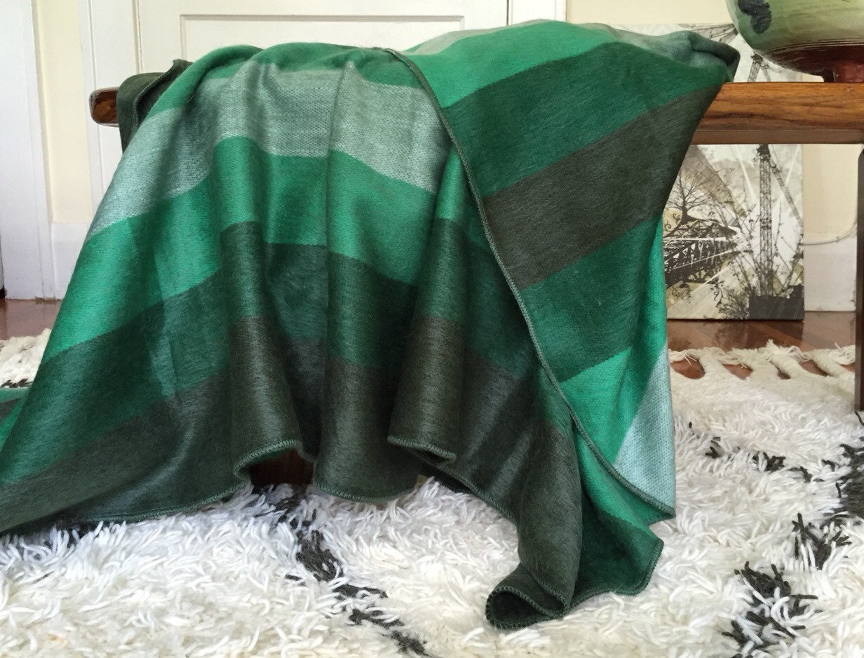 Colorful Knitted Throw Blanket in Emerald Green by ...