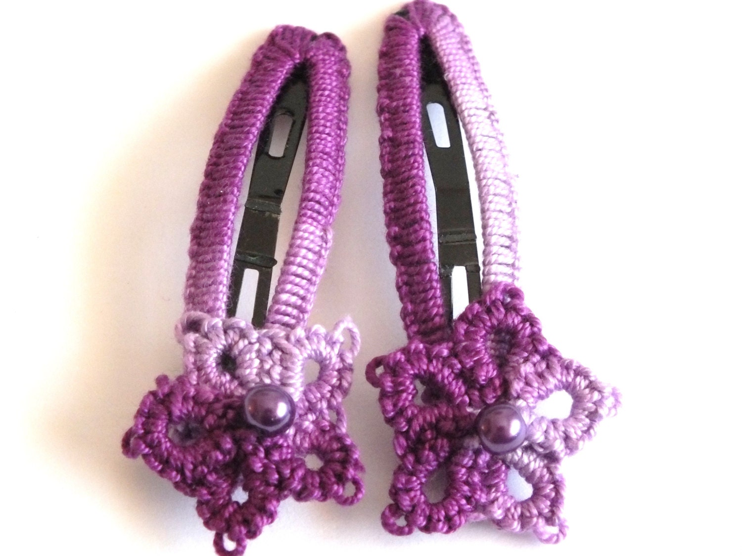 Purple Tatted Hair Clips Purple Tatting Hair Clips Purple