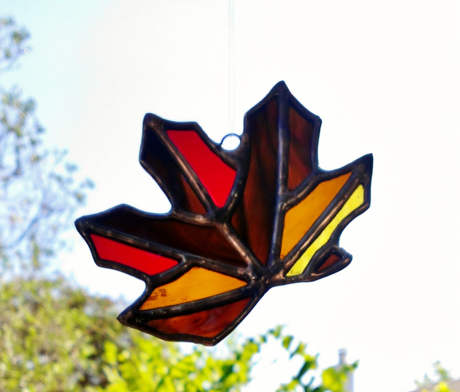 Stained Glass Fall Leaf Autumn Suncatcher Thanksgiving