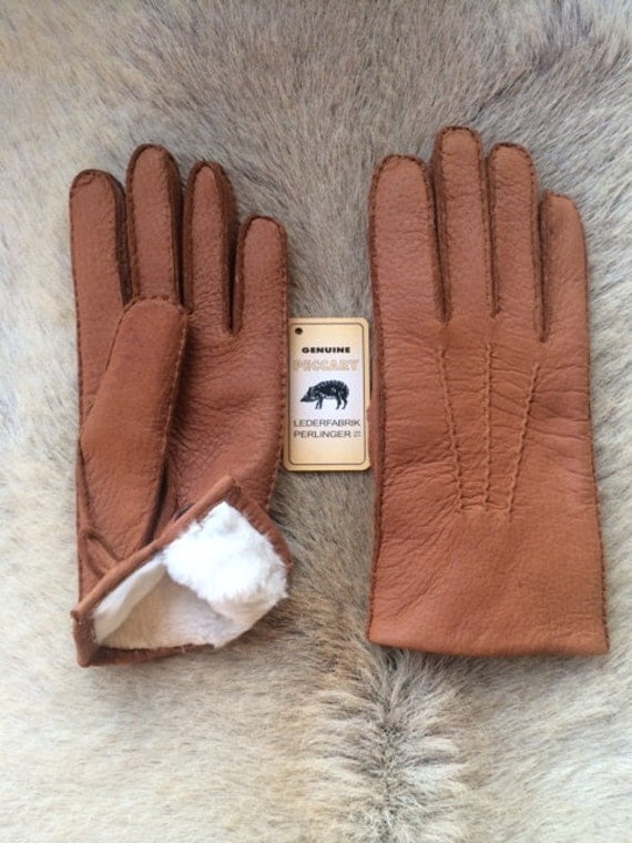 Men's Peccary Leather Gloves with Rabbit Fur Lining and
