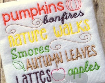 Fall Embroidery Design - Thanksgiving Embroidery Design - Embroidery Design - Embroidery Saying - Fall Subway Art Embroidery