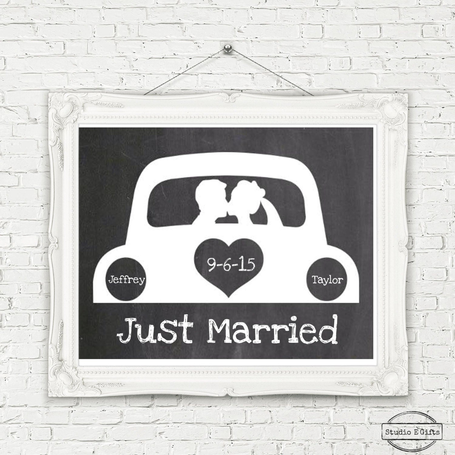 Just Married Car Print Car Wedding Print Wedding by StudioEGifts