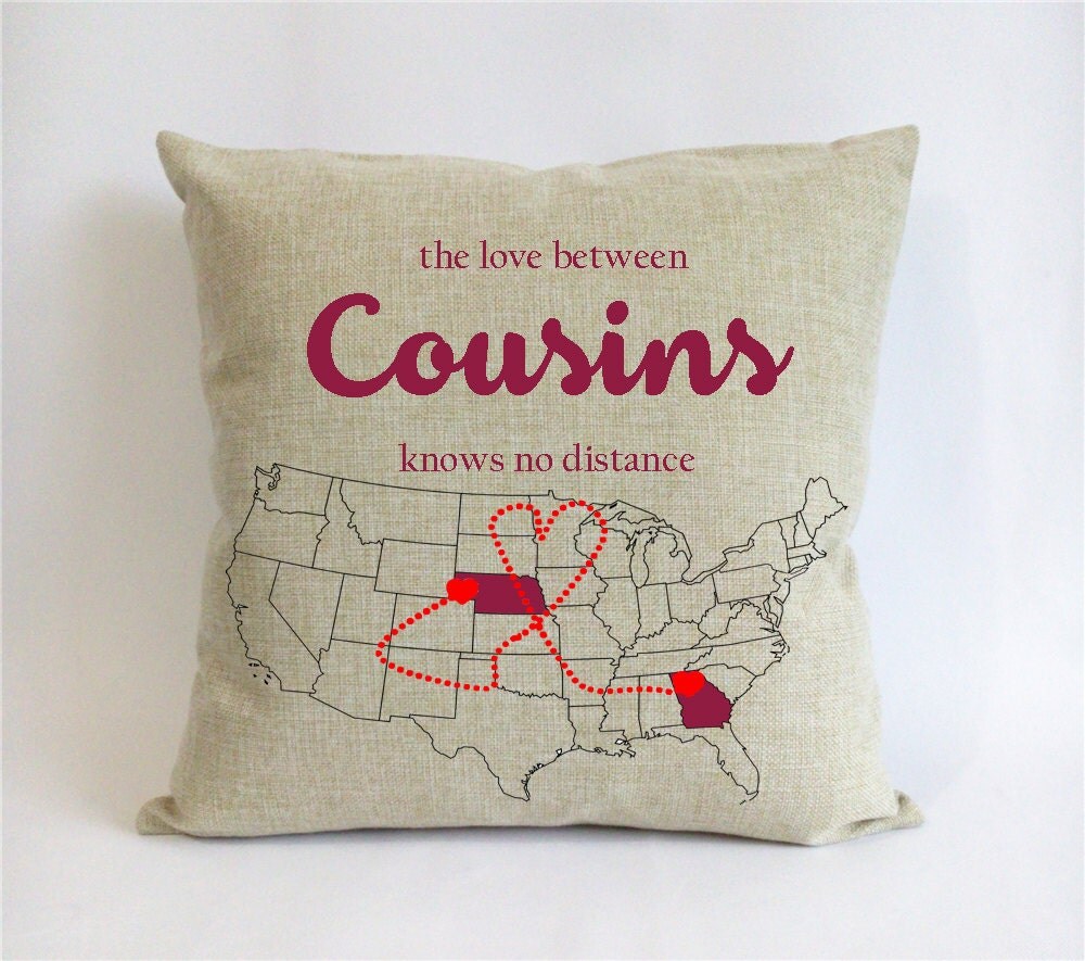 long distance cousins pillow case burlap gift for big long distance cousins pillow case burlap gift for big