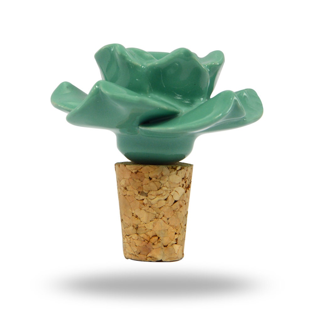 Download Turquoise Ceramic Flower Wine Stopper Decorative Cork Bottle Yellowimages Mockups