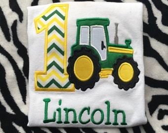 Personalized Boys Tractor Birthday Shirt