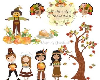 Thanksgiving Clipart - Digital Thanksgiving Clipart - PNG file Instant Download