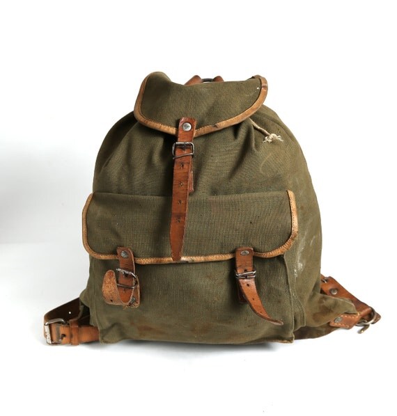 Vintage military canvas backpack Distressed by mmvintagestore
