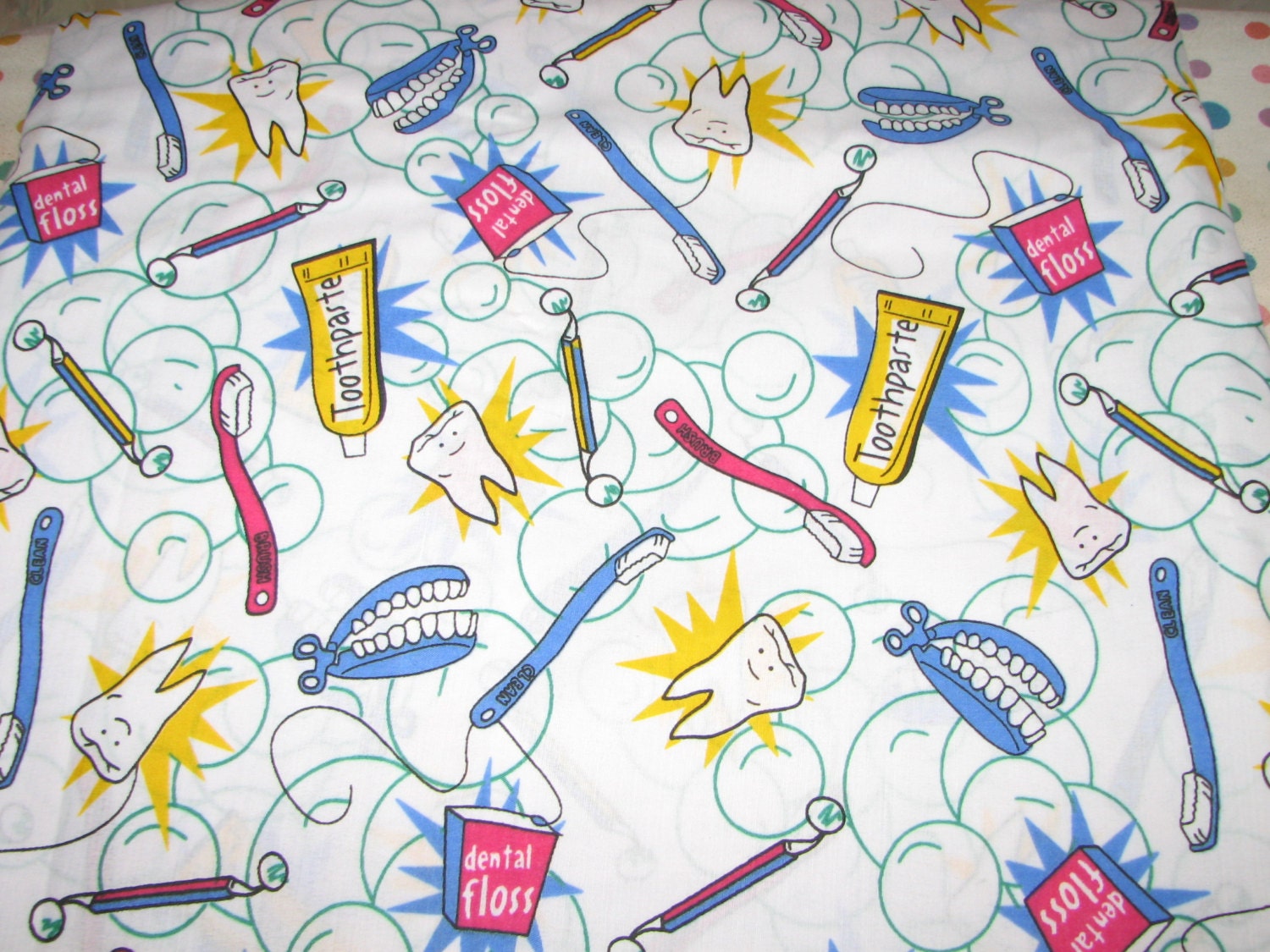 Dentist Dental Medical Print Cotton Fabric Yardage