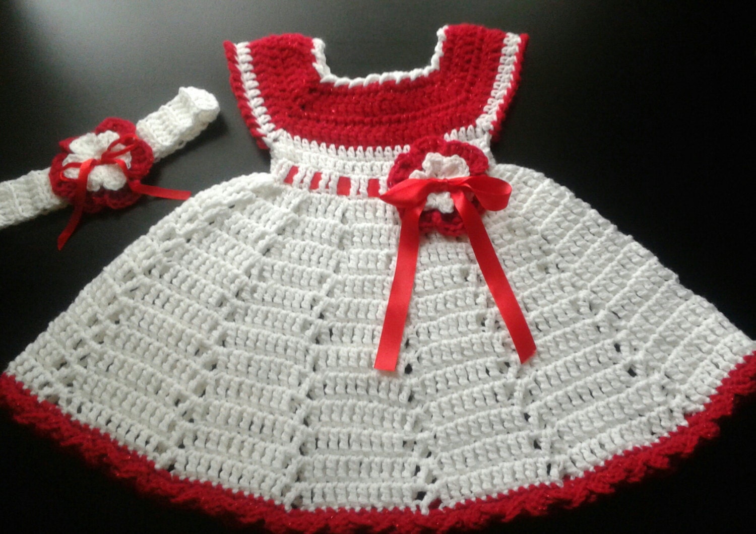 Baby Christmas dress crochet baby girl by ShellyBellsCrochet