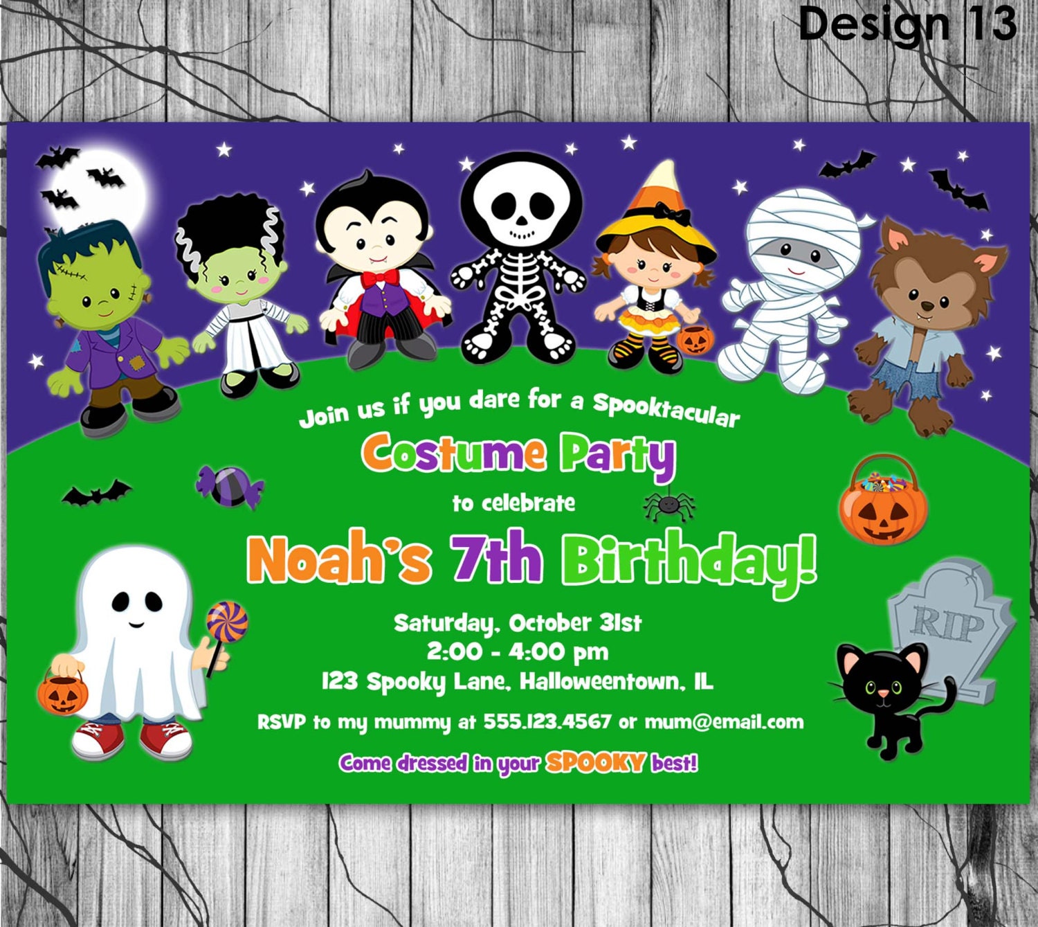 HALLOWEEN Birthday Party Invitation Kids Halloween Invitation