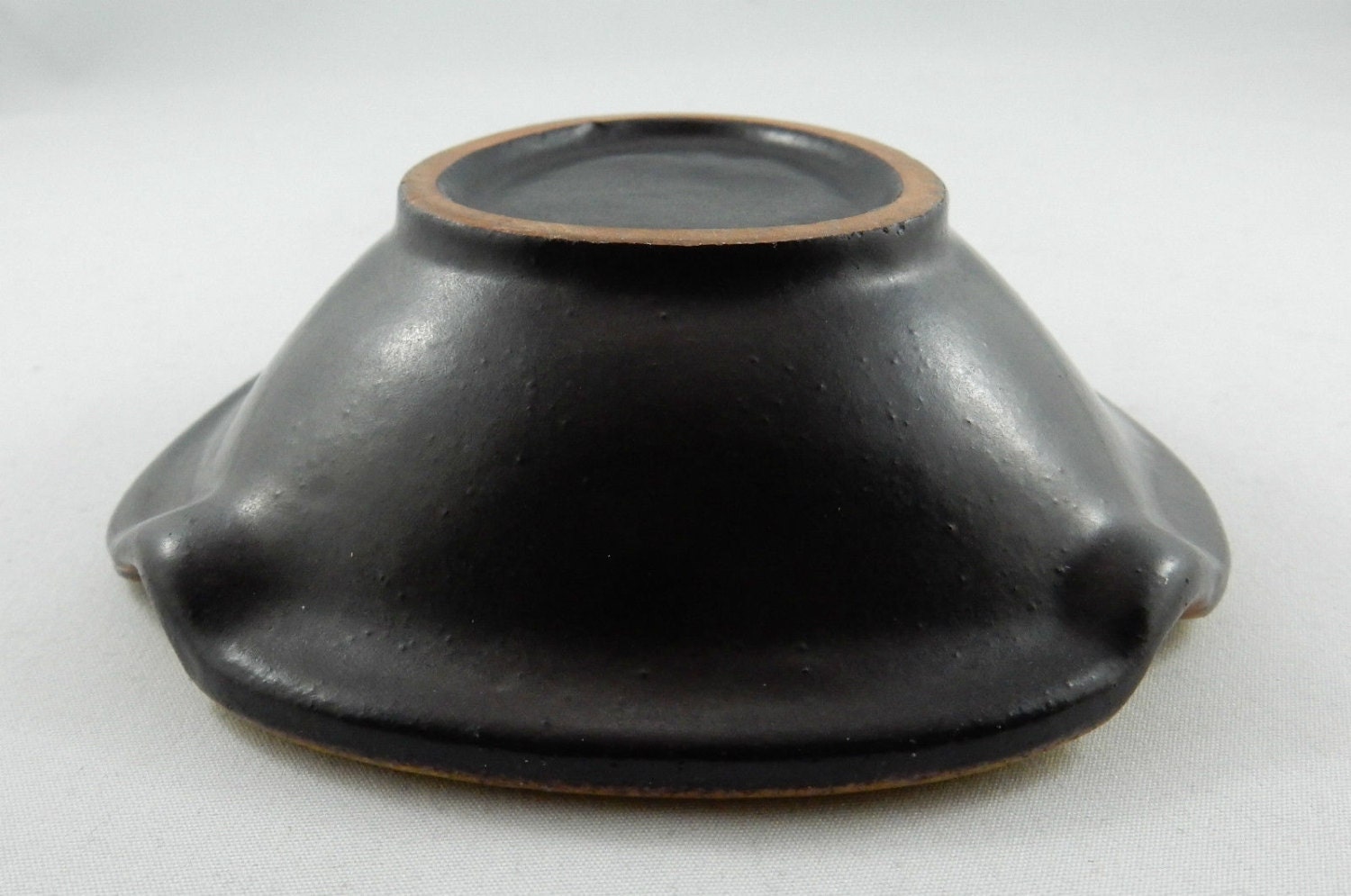 Ashtray Pottery West Germany Yellow Crackled Finish Brown Mid