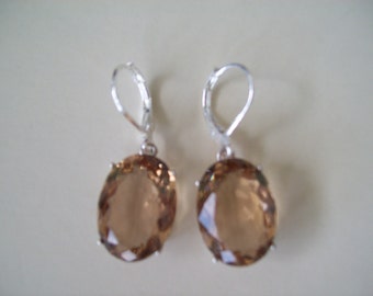 Sterling Silver Earrings - Champagne Quartz