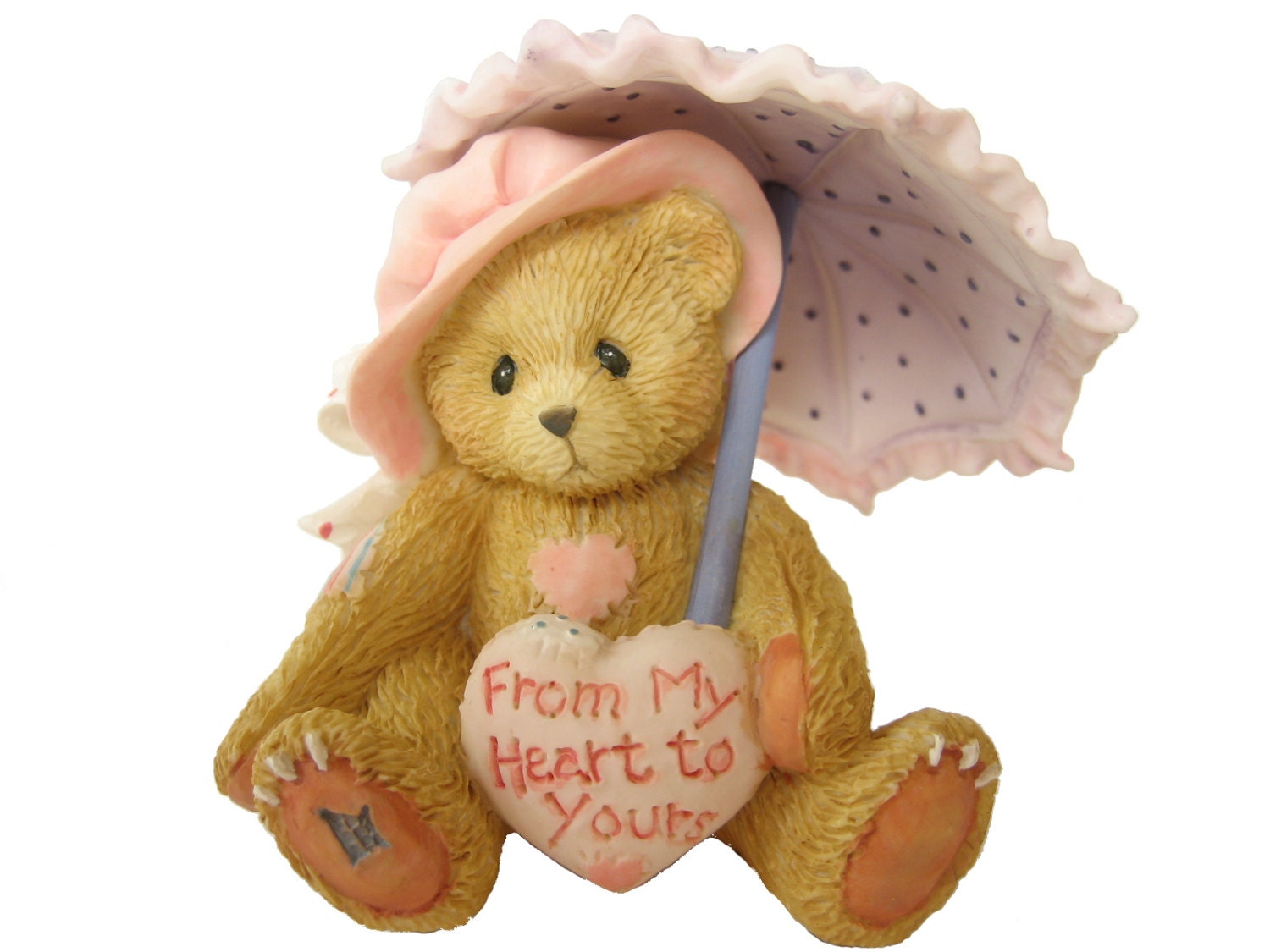 Vintage 1993 Enesco Collector Bear Figurine Cute Pink Girl