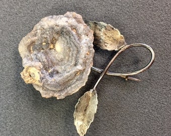 Unusual One-of-a-Kind Handmade Brooch with Druzy Geode. Free shipping