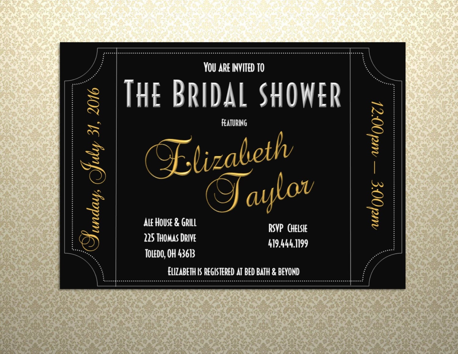 Hollywood Bridal Shower Invitations 6