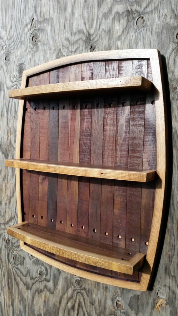 Wine Barrel & Stave Shelf by OldPathWoodcraft on Etsy