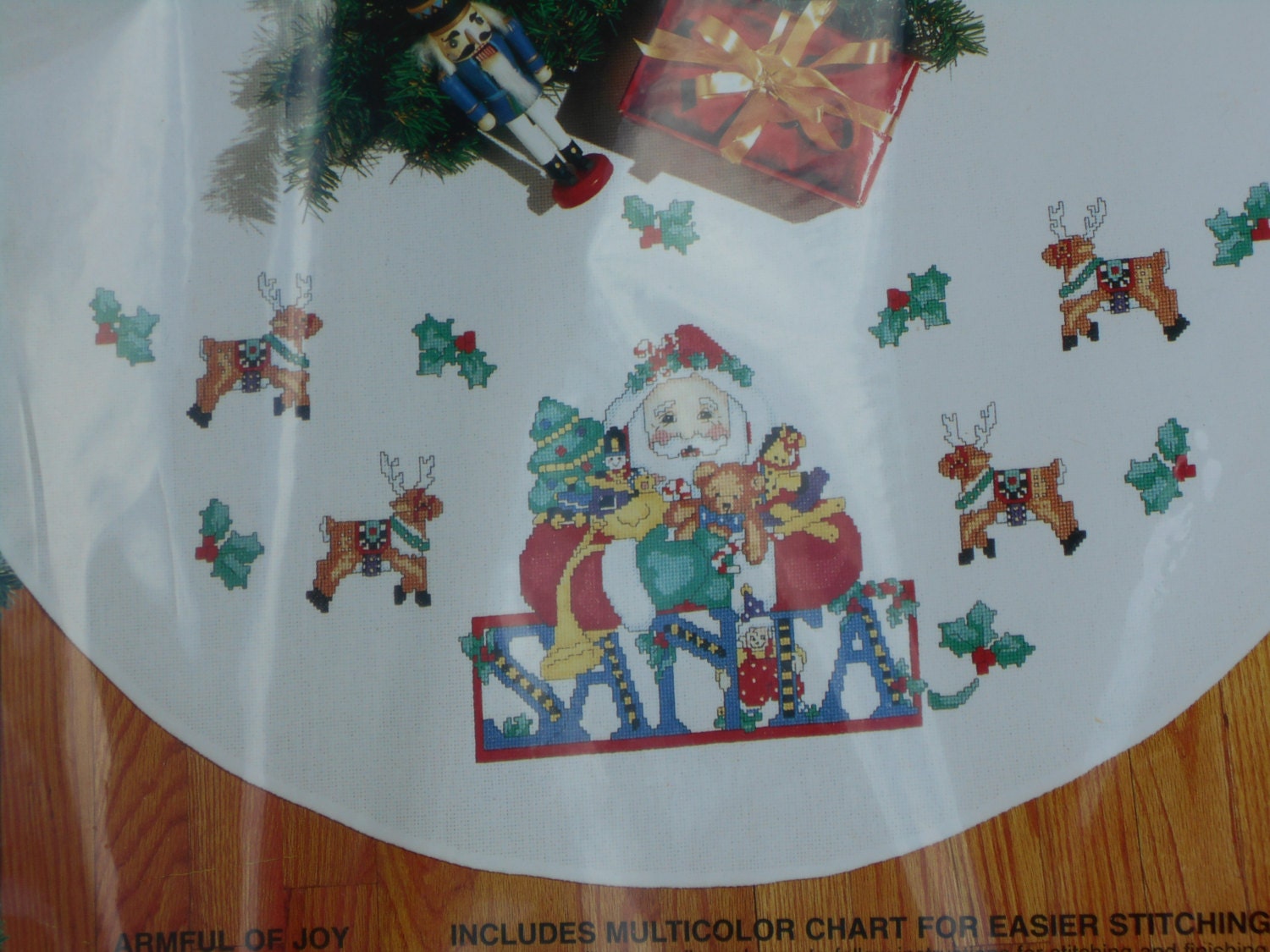 BUCILLA Cross Stitch TREE SKIRT Kit for by DaytonaSupplies on Etsy