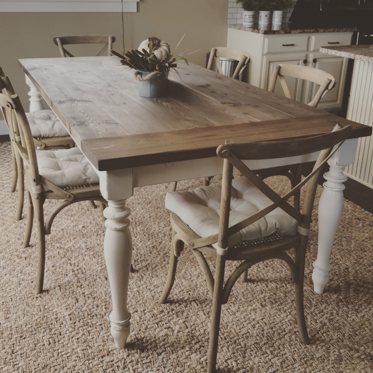 gorgeous handmade rustic farmhouse table dinning table.