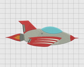 Jet Airplane Embroidery Design in 3x3 4x4 and 5x7 Sizes