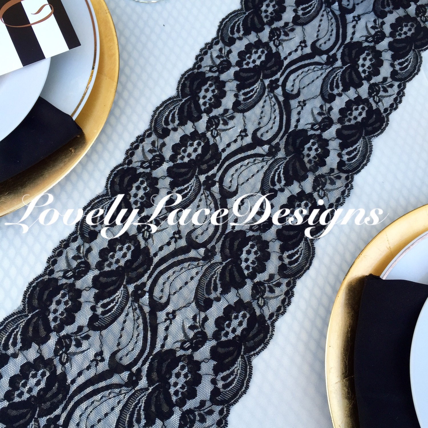 BLACK WEDDINGS /Lace Table Runner 30ft x 7 wide/Wedding