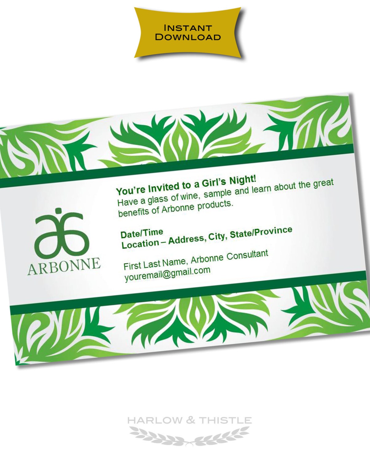 INSTANT DOWNLOAD Printable Arbonne Party Invitation