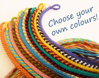Super Skinny Custom Friendship Bracelet Narrow Macrame Bracelet Choose your own Colour Simple Thin Flat Braided Woven Stripy Custom Color
