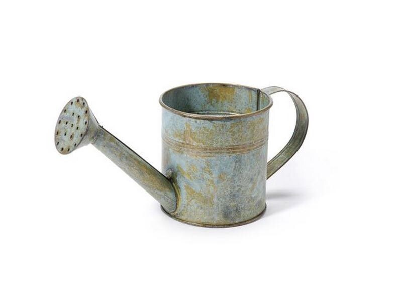 Vintage Galvanized Metal Watering Can Antique Gray 8.25 x