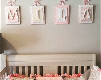 Nursery letters, Hanging Wall Letters,Personalized letters,Pink and Cream Nursery Letters,Wooden Nursery Letters, Baby Letters, Wood Letters