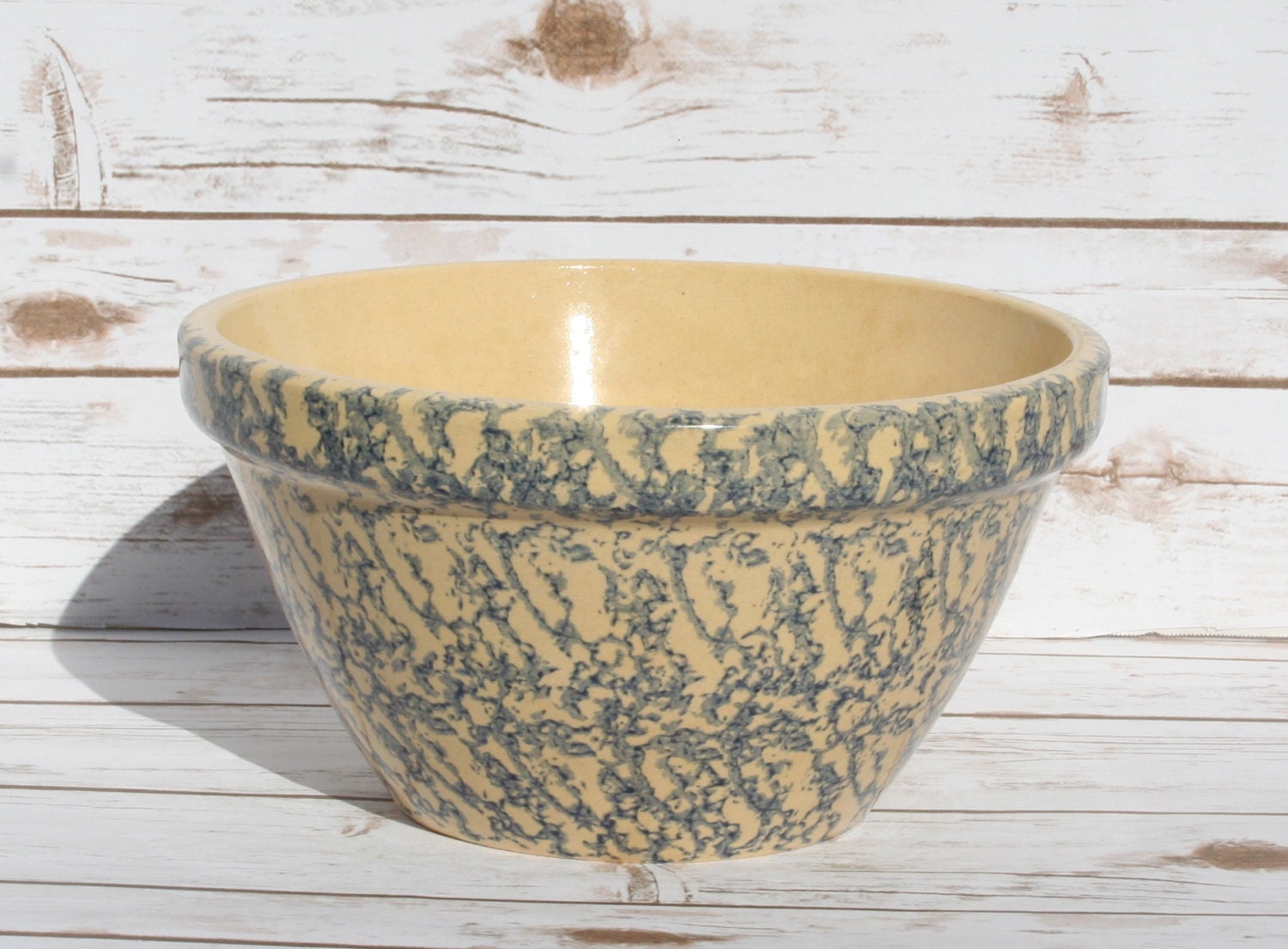 Roseville Pottery Spongeware Large Bowl 11 by WhimsyChicEmporium