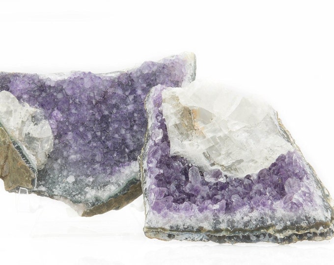 Amethyst Geode Cluster with Quartz Crystal for Home Decor and Reiki