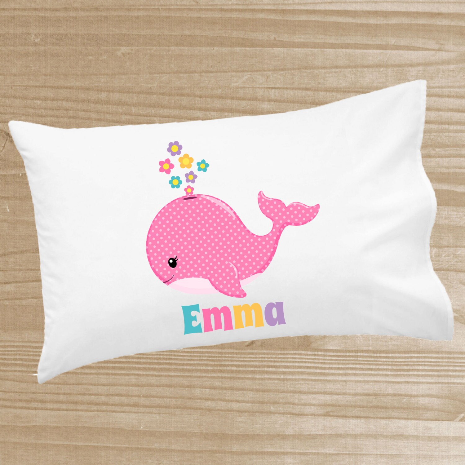 Personalized Kids' Pillowcase Pink Whale Pillowcase for