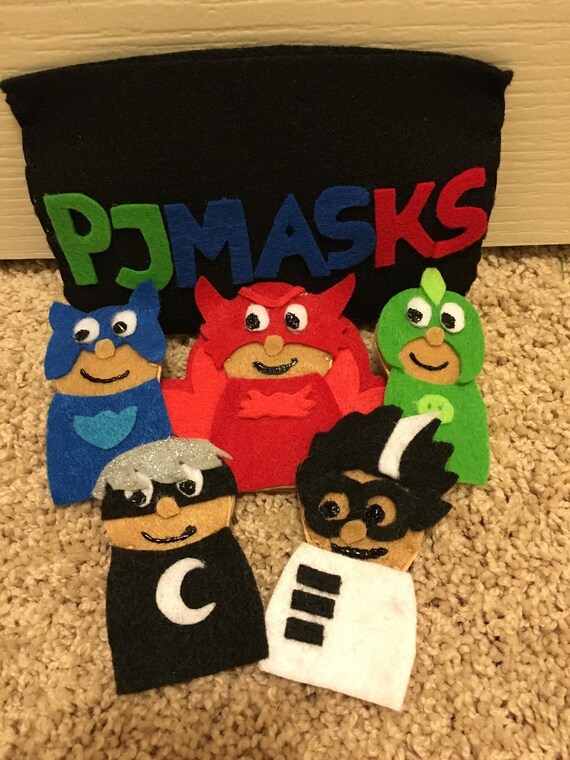 PJ Masks Felt Finger Puppets by CourtneyFeltCreation on Etsy