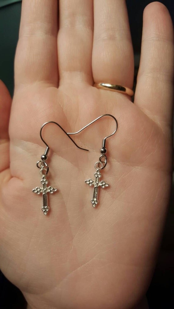 Items similar to Cross Earrings on Etsy