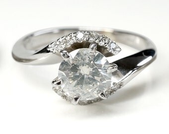 ON SALE !!!1.50 ct Engagement Diamond Ring-Solitaire ring-14K White Gold Ring-Women Jewelry-Promise ring-Anniversary gift-Multistone ring