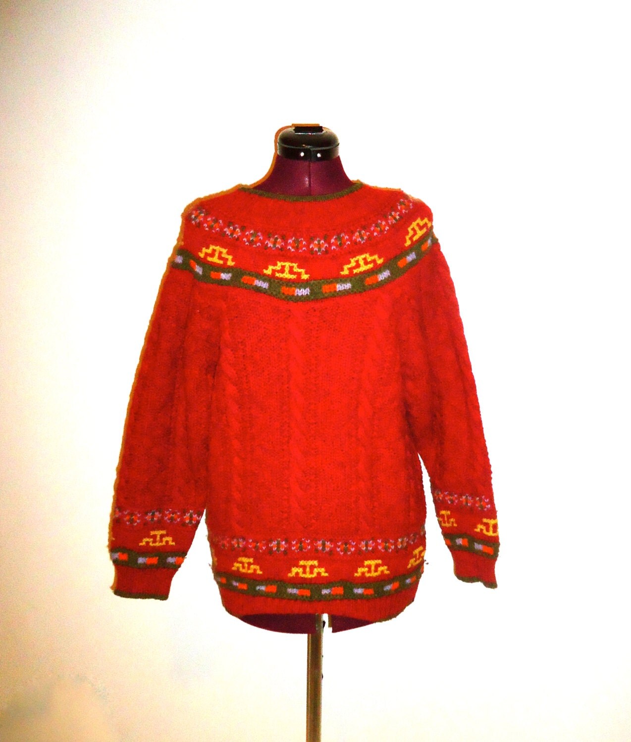 Vintage United Colors of Benetton Ski/Snow Bunny Pull Over Sweater 